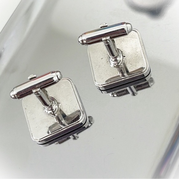 💕Beautiful Vintage Square Cufflinks Matte Grey with Star in center💕 - Picture 2 of 2
